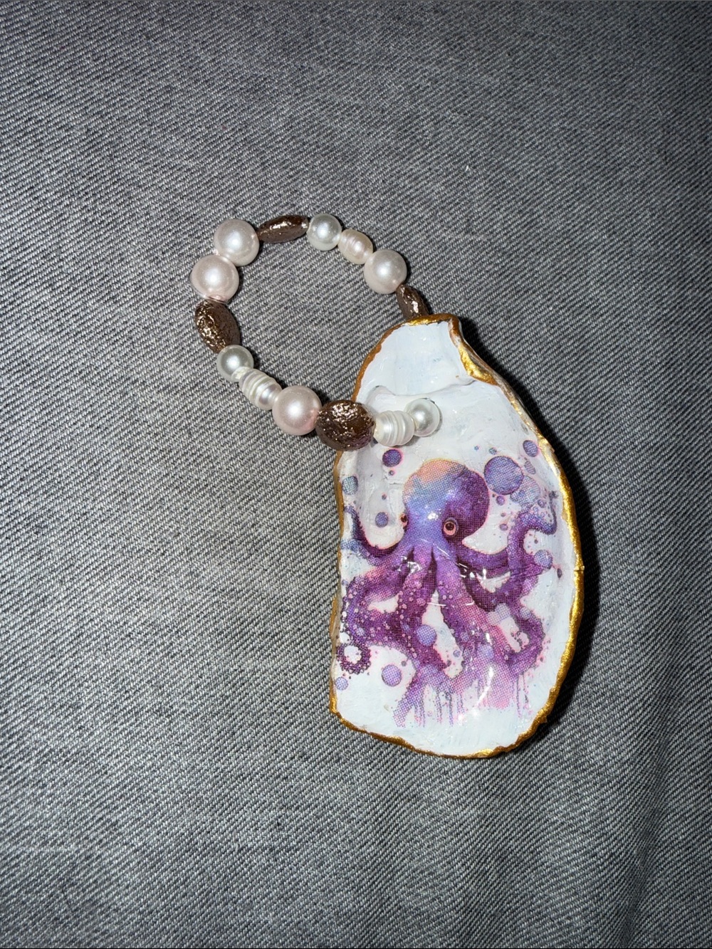 Handmade Purple Octopus Oyster Shell Ornament
